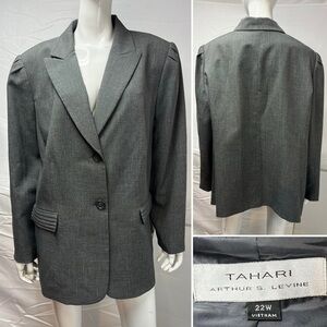 Tahari ASL 22W Plus Size Gray Blazer Suit Jacket